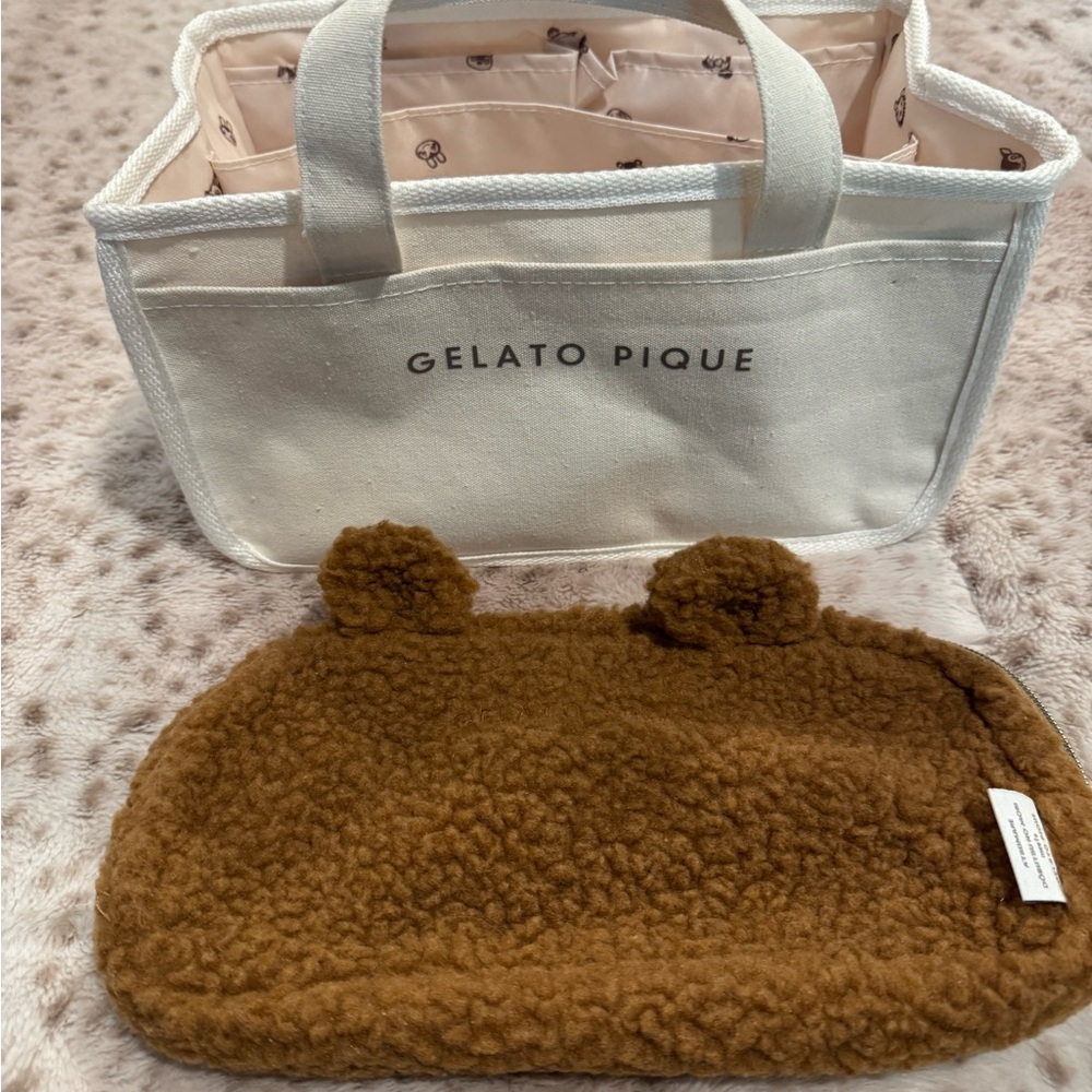 Cream and Brown Tote Bag Set